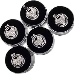 5 NEW NOTHING BUT HEARTS .925 sterling silver CZ black clear pendants sister mom